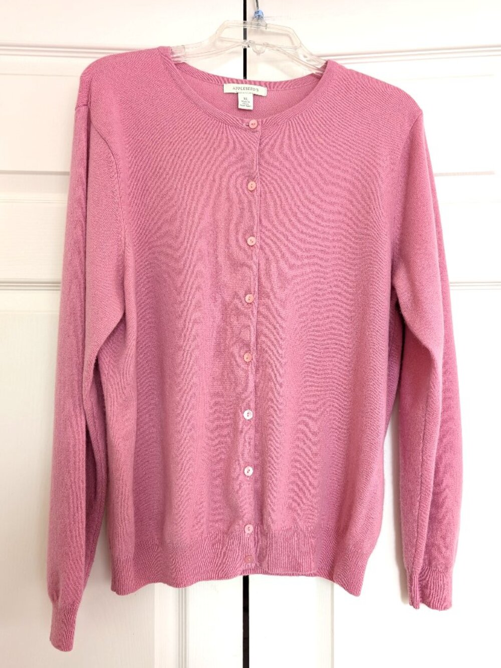 Appleseeds Cashmere Cardigan Womens XL Pink 100% Cashmere Button Front